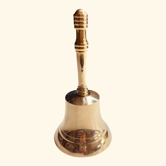 Large Brass bell made in India 7 7/8”T x 3 3/4”W - Picture 3 of 8